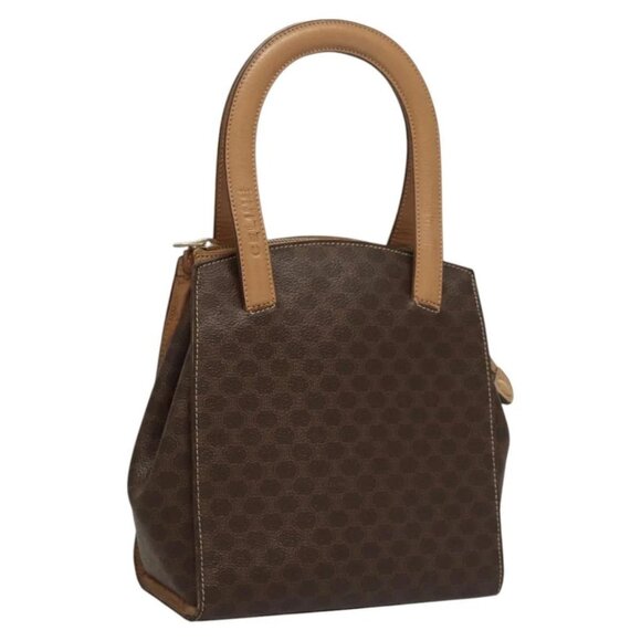 CELINE Macadam Canvas Hand Bag PVC Leather Brown Gold Auth ar13467 - Picture 1 of 16
